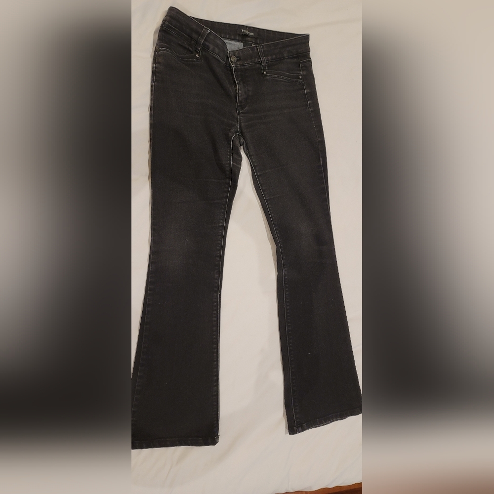 White House Black Market Skinny Flare 6R Jeans Women's Black Wash Stretch Denim